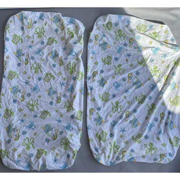 Pottery Barn Kids Ocean Critters Quilted Pillow Sham & Toddler Crib Set 2 Sheets - Picture 7 of 10